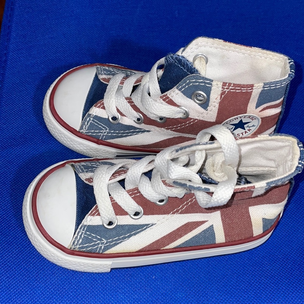 Converse All Star Kids High-Top Sneakers in Red, White & Blue Union Jack 🇬🇧 NWOT